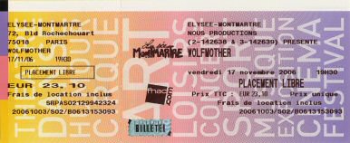 Scan place de concert : Wolfmother � l�Elysee Montmartre  (Paris 18e)